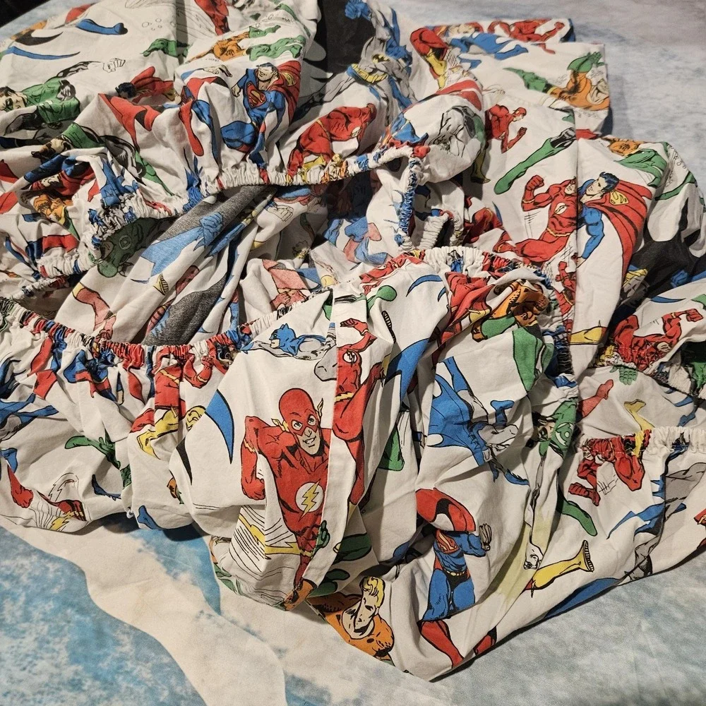 Pottery Barn Kids DC Comics Justice League Full Sheet Set Batman Superman Flash